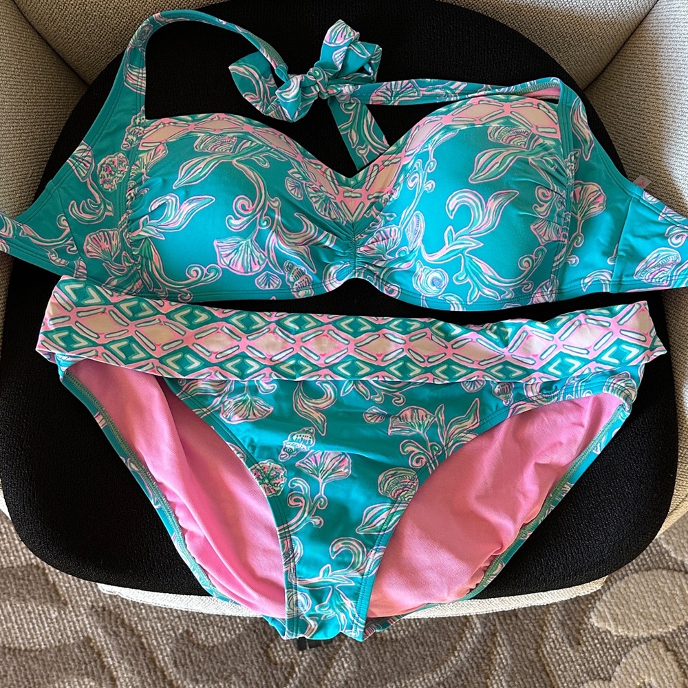 Lilly Pulitzer Pink and Green Bikini set